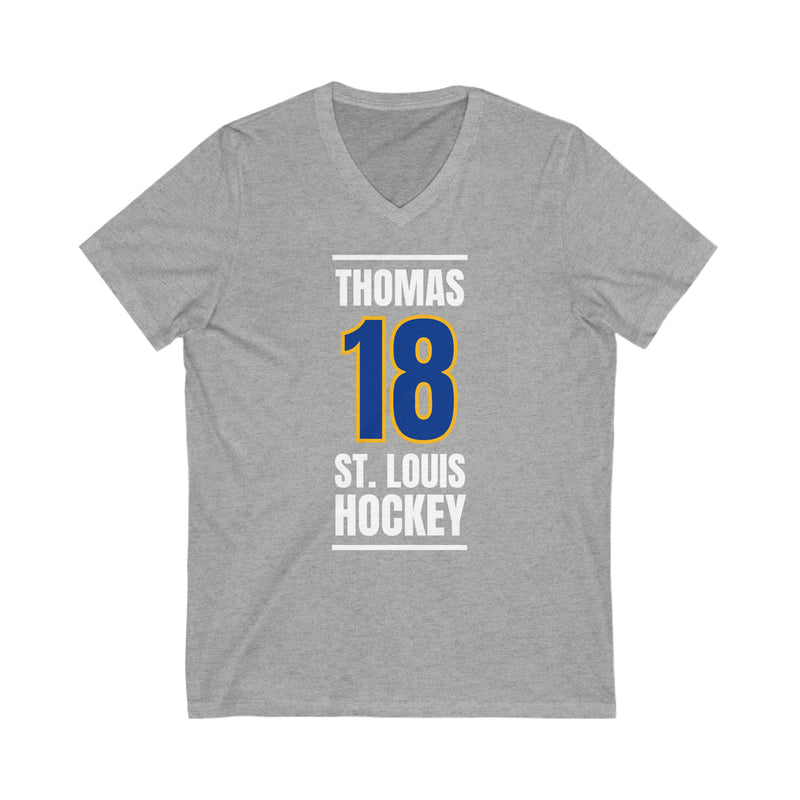 Thomas 18 St. Louis Hockey Blue Vertical Design Unisex V-Neck Tee