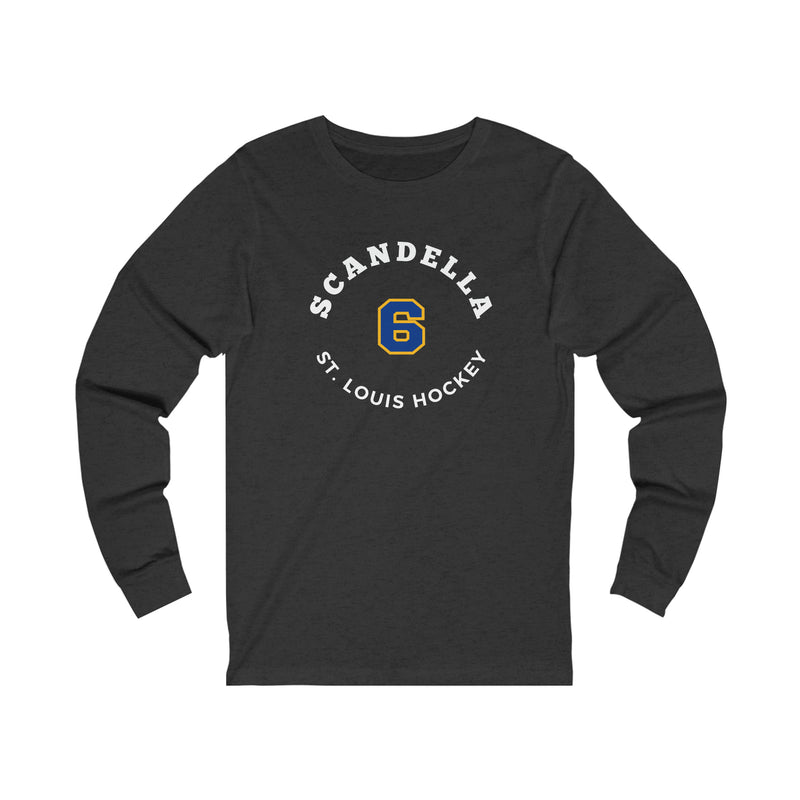 Scandella 6 St. Louis Hockey Number Arch Design Unisex Jersey Long Sleeve Shirt