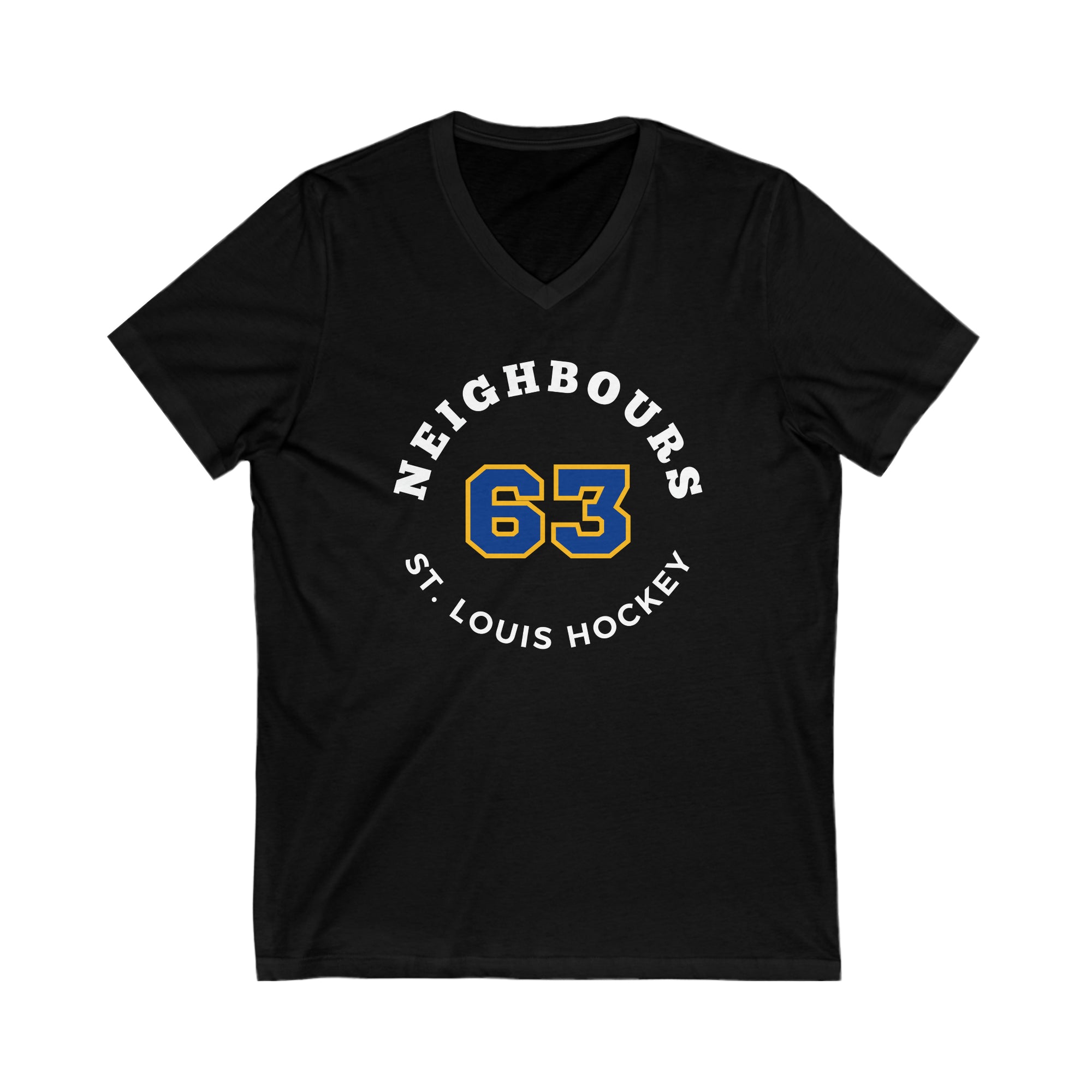 Neighbours 63 St. Louis Hockey Number Arch Design Unisex V-Neck Tee