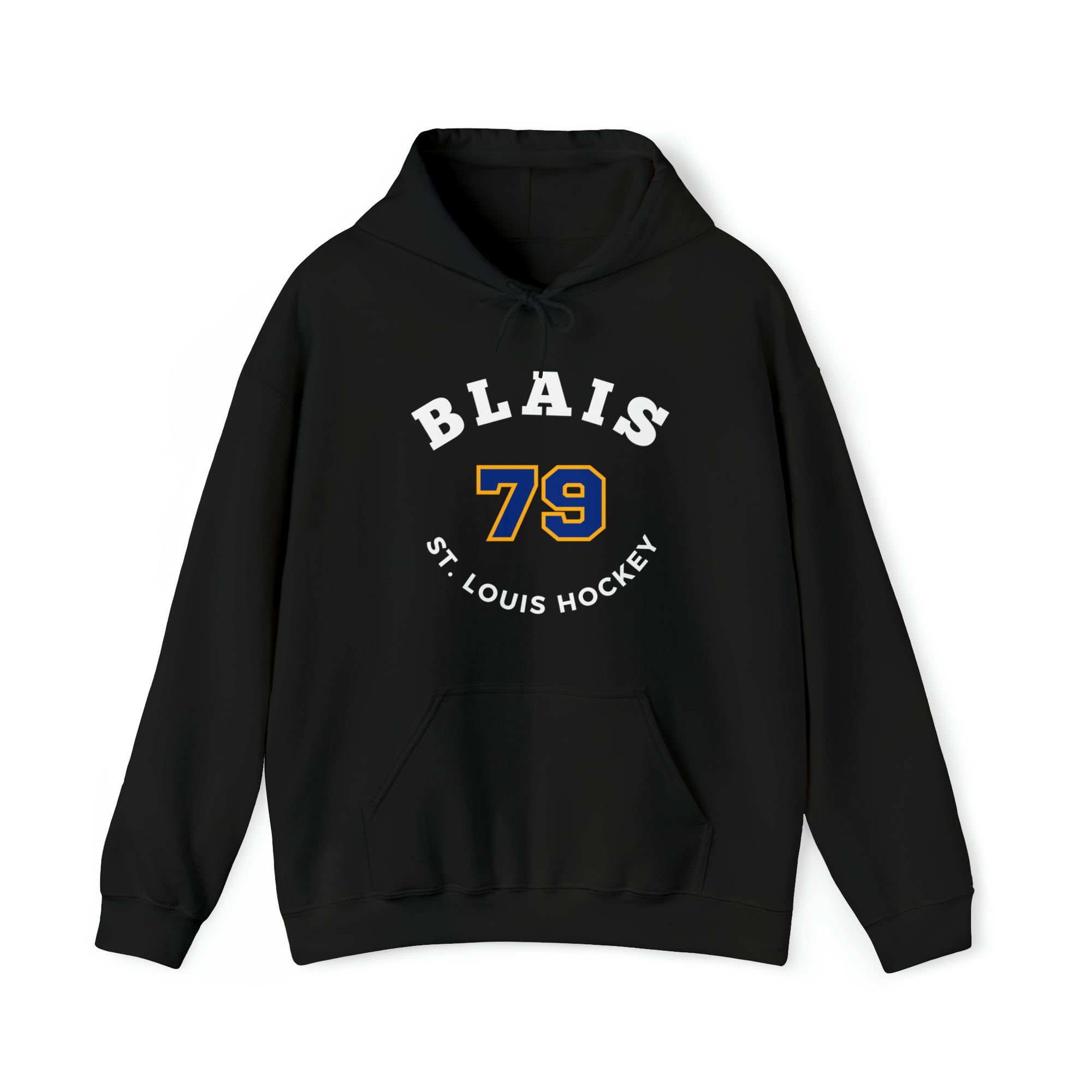 Blais 79 St. Louis Hockey Number Arch Design Unisex Hooded Sweatshirt