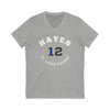 Hayes 12 St. Louis Hockey Number Arch Design Unisex V-Neck Tee