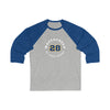 MacEachern 28 St. Louis Hockey Number Arch Design Unisex Tri-Blend 3/4 Sleeve Raglan Baseball Shirt
