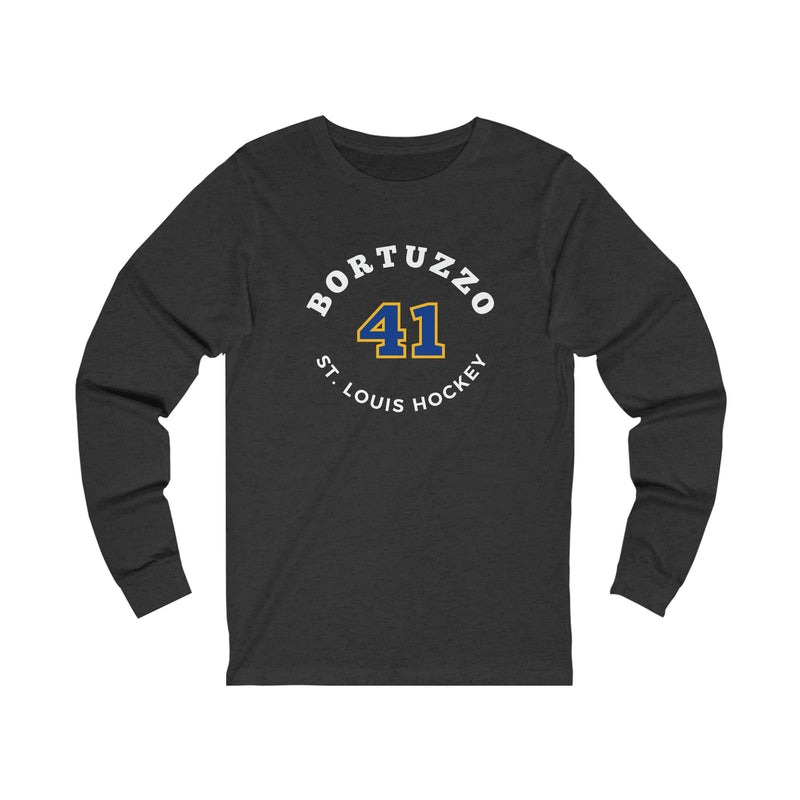 Bortuzzo 41 St. Louis Hockey Number Arch Design Unisex Jersey Long Sleeve Shirt