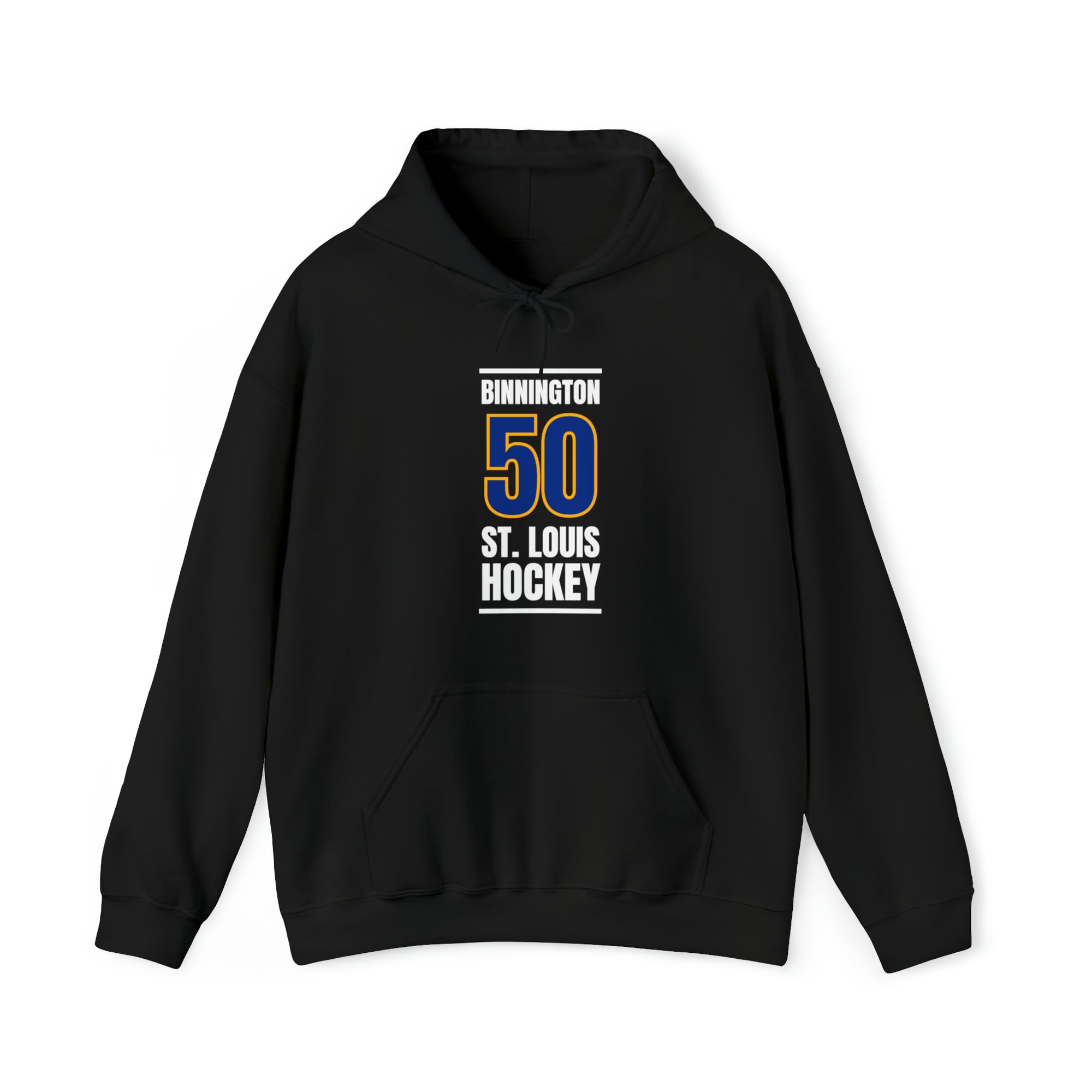 Binnington 50 St. Louis Hockey Blue Vertical Design Unisex Hooded Sweatshirt