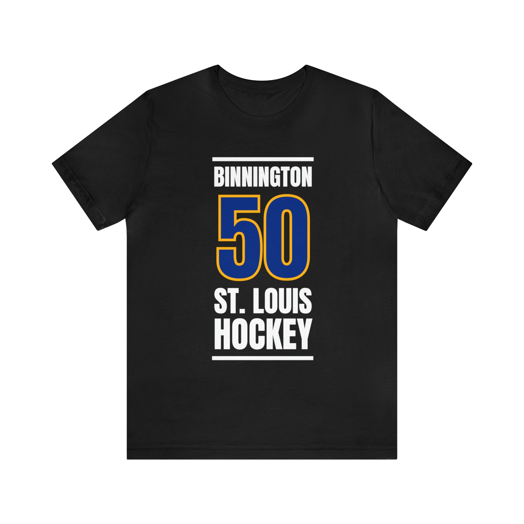Binnington 50 St. Louis Hockey Blue Vertical Design Unisex T-Shirt