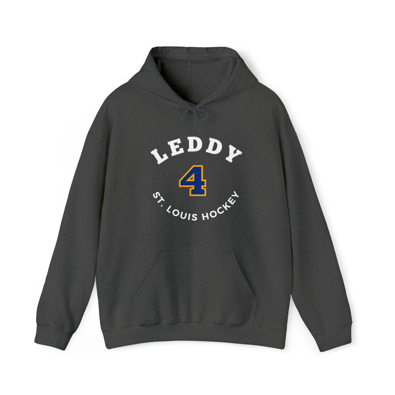 Leddy 4 St. Louis Hockey Number Arch Design Unisex Hooded Sweatshirt