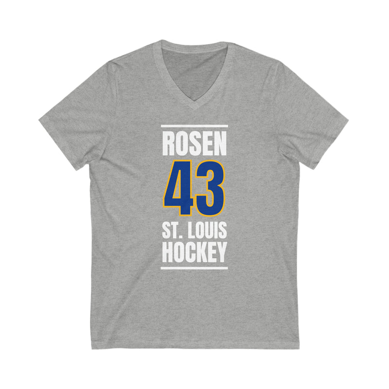 Rosen 43 St. Louis Hockey Blue Vertical Design Unisex V-Neck Tee