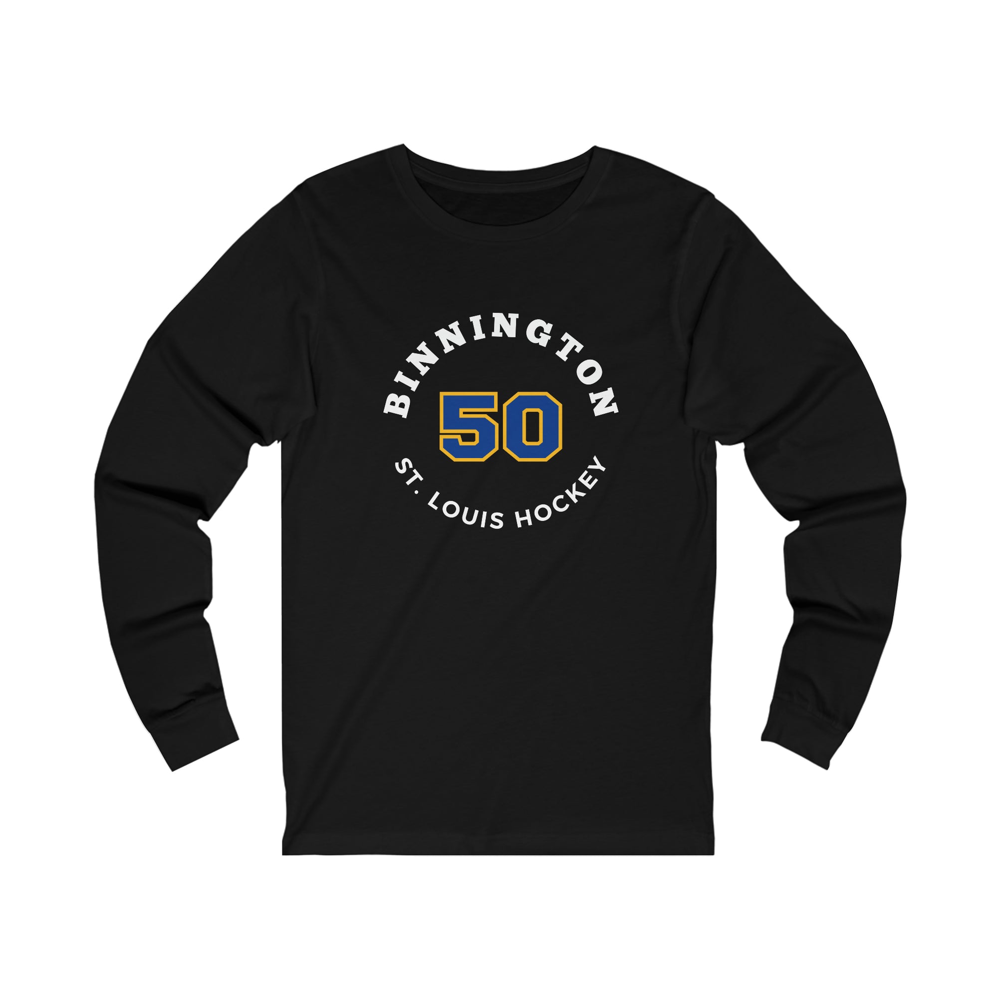 Binnington 50 St. Louis Hockey Number Arch Design Unisex Jersey Long Sleeve Shirt