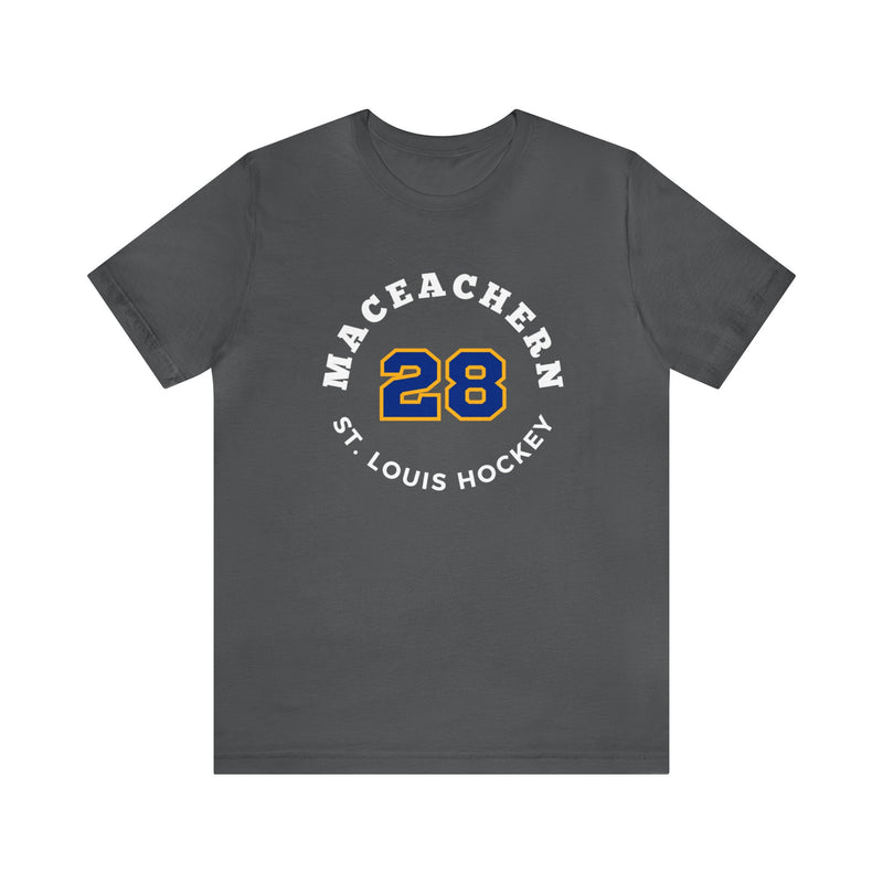 MacEachern 28 St. Louis Hockey Number Arch Design Unisex T-Shirt