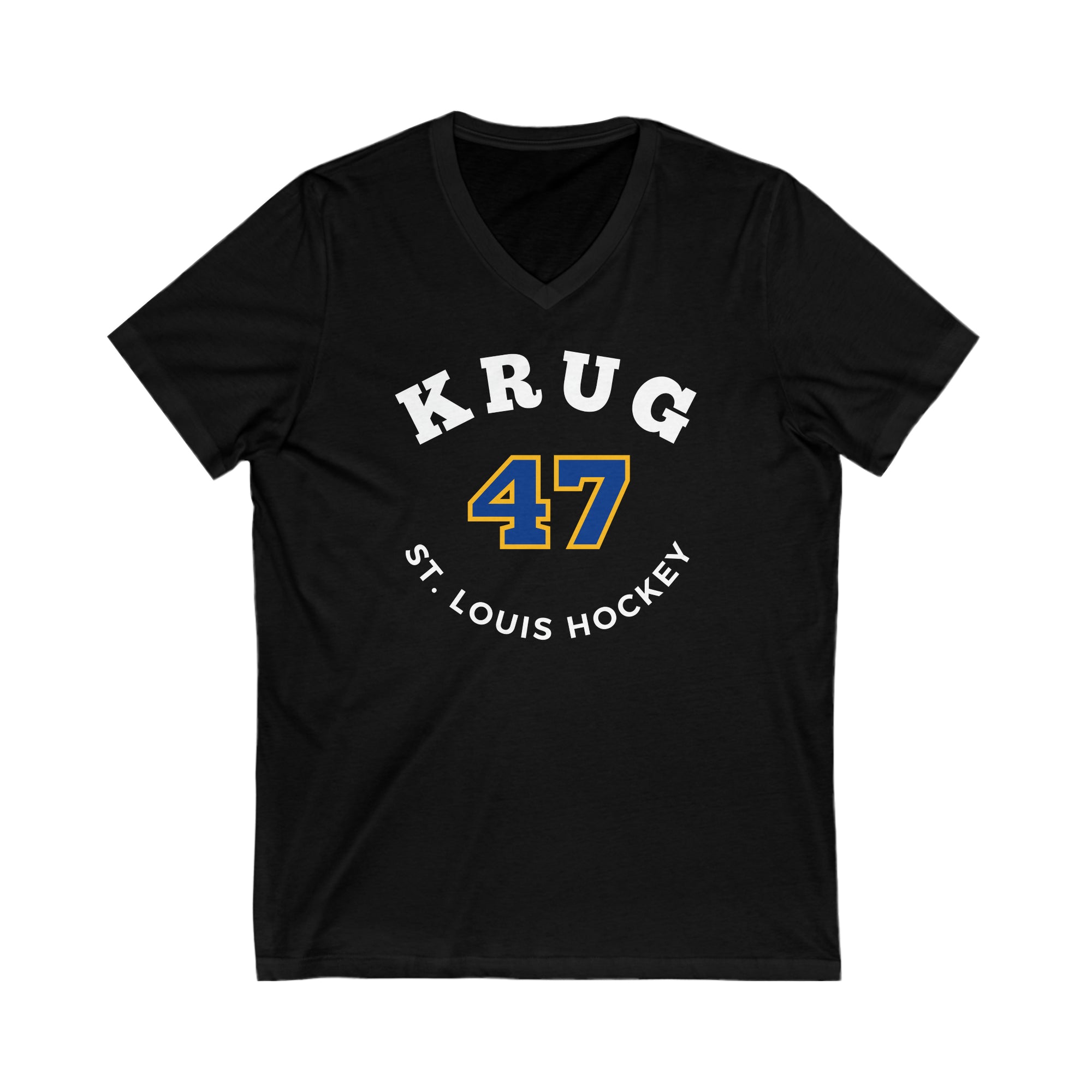 Krug 47 St. Louis Hockey Number Arch Design Unisex V-Neck Tee