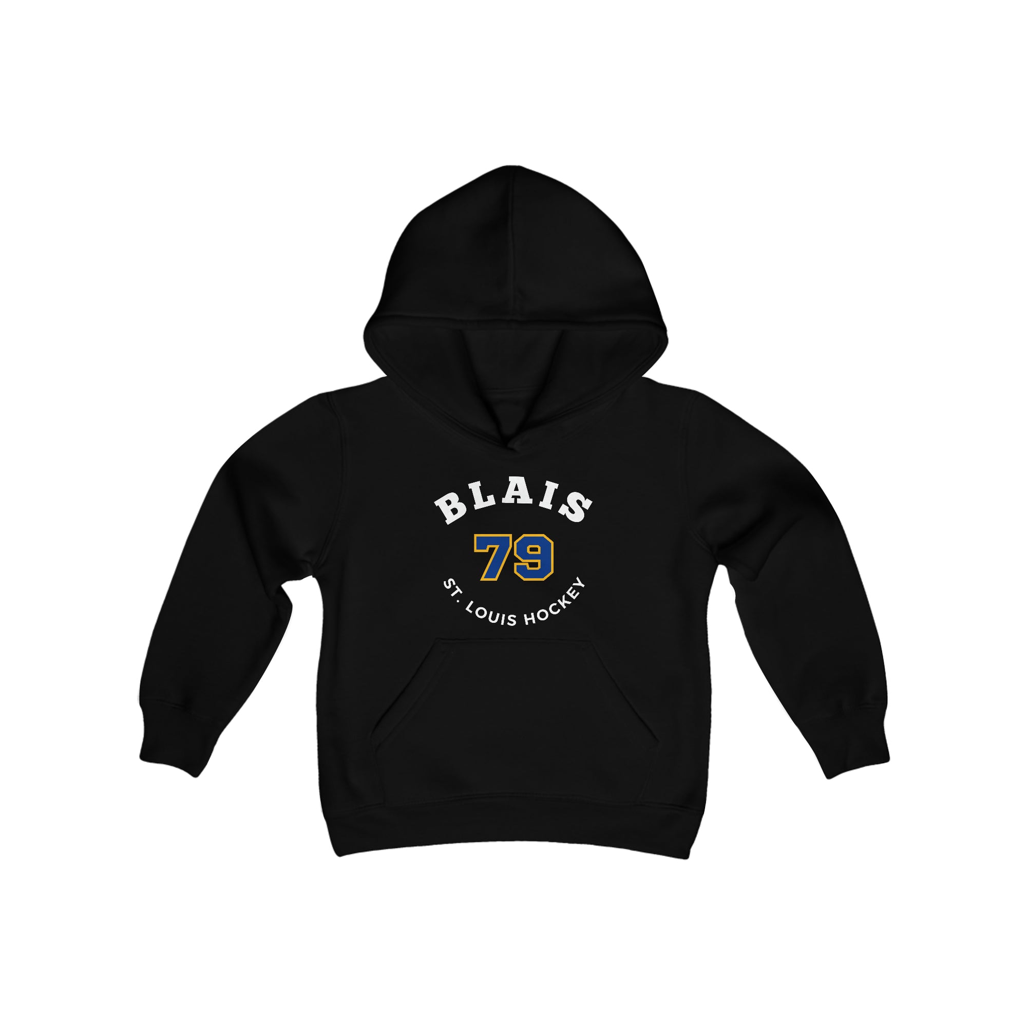 Blais 79 St. Louis Hockey Number Arch Design Youth Hooded Sweatshirt