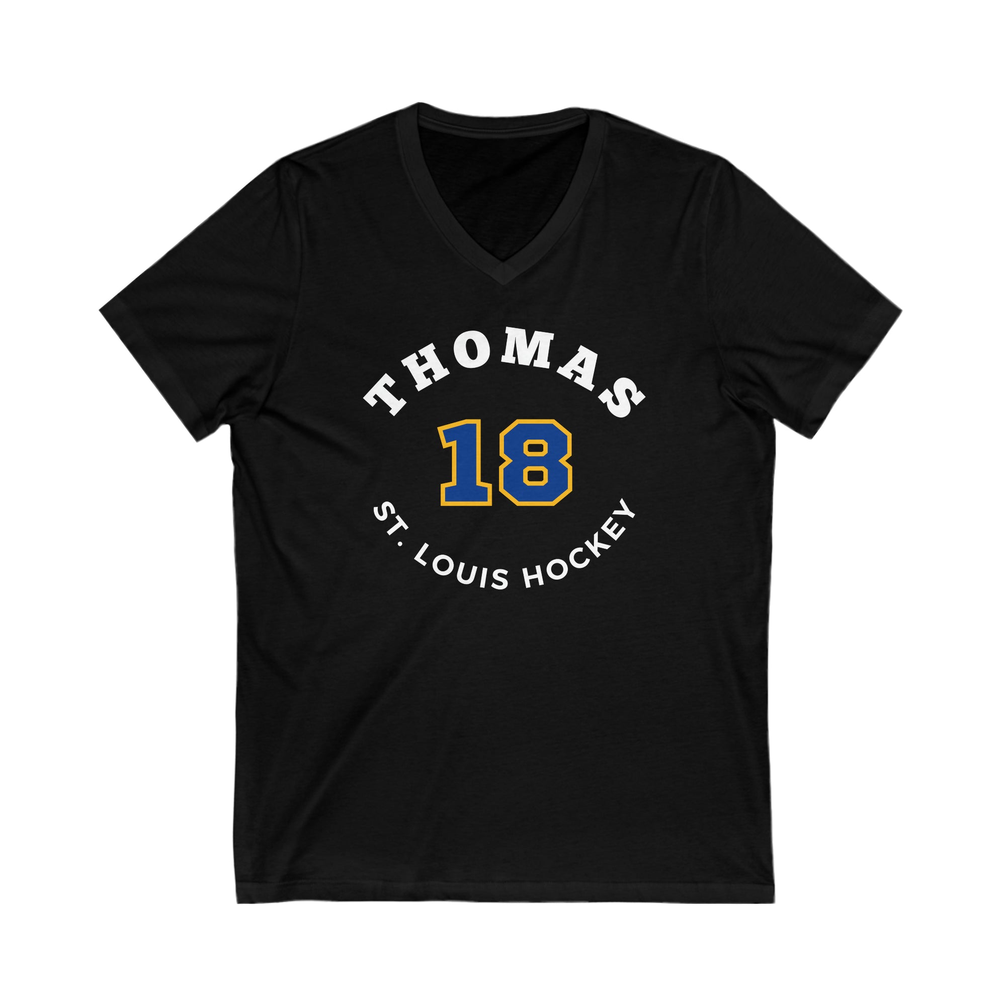 Thomas 18 St. Louis Hockey Number Arch Design Unisex V-Neck Tee