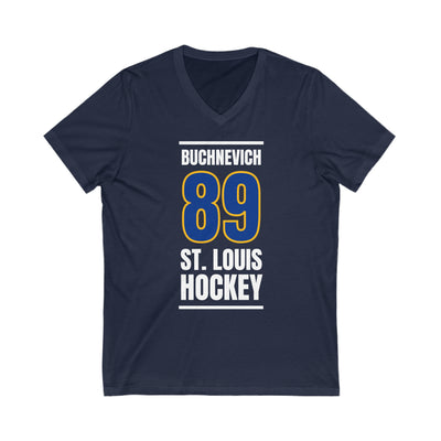 Buchnevich 89 St. Louis Hockey Blue Vertical Design Unisex V-Neck Tee