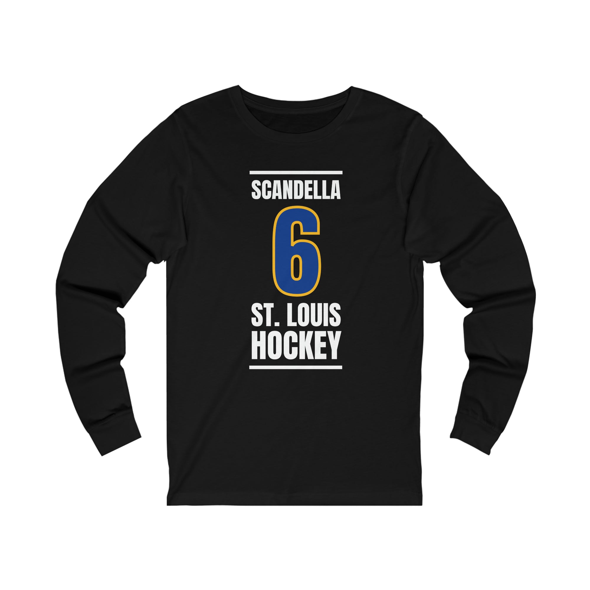 Scandella 6 St. Louis Hockey Blue Vertical Design Unisex Jersey Long Sleeve Shirt
