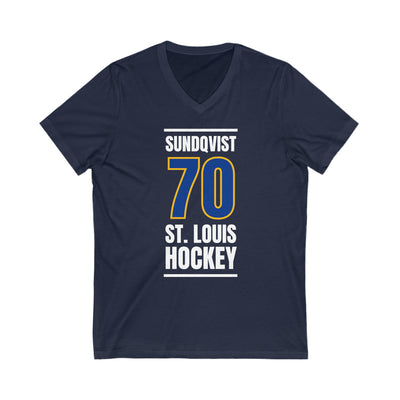 Sundqvist 70 St. Louis Hockey Blue Vertical Design Unisex V-Neck Tee