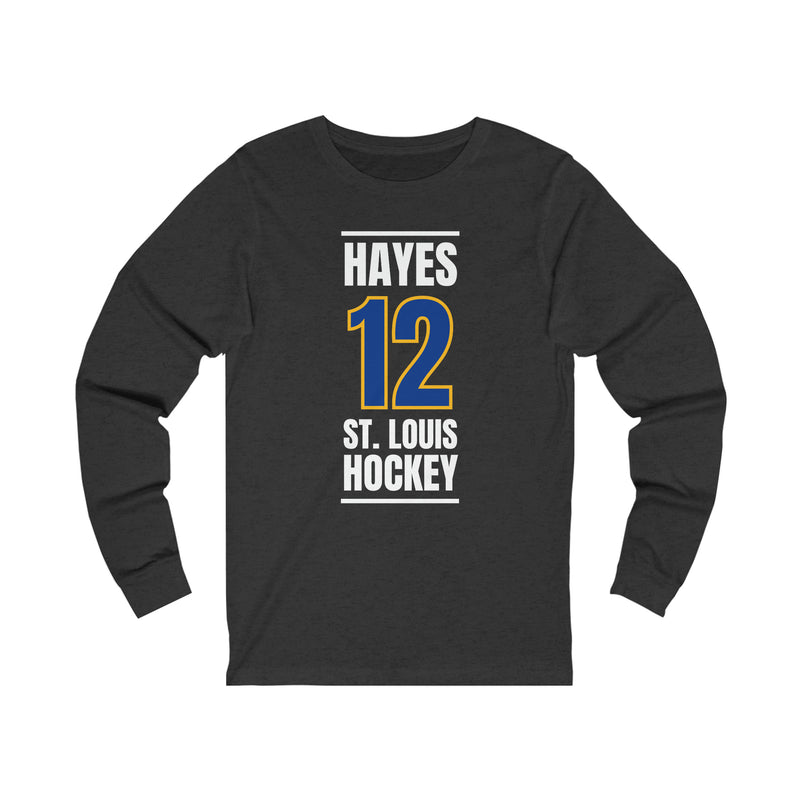 Hayes 12 St. Louis Hockey Blue Vertical Design Unisex Jersey Long Sleeve Shirt