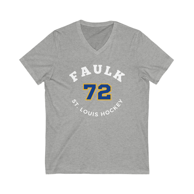 Faulk 72 St. Louis Hockey Number Arch Design Unisex V-Neck Tee