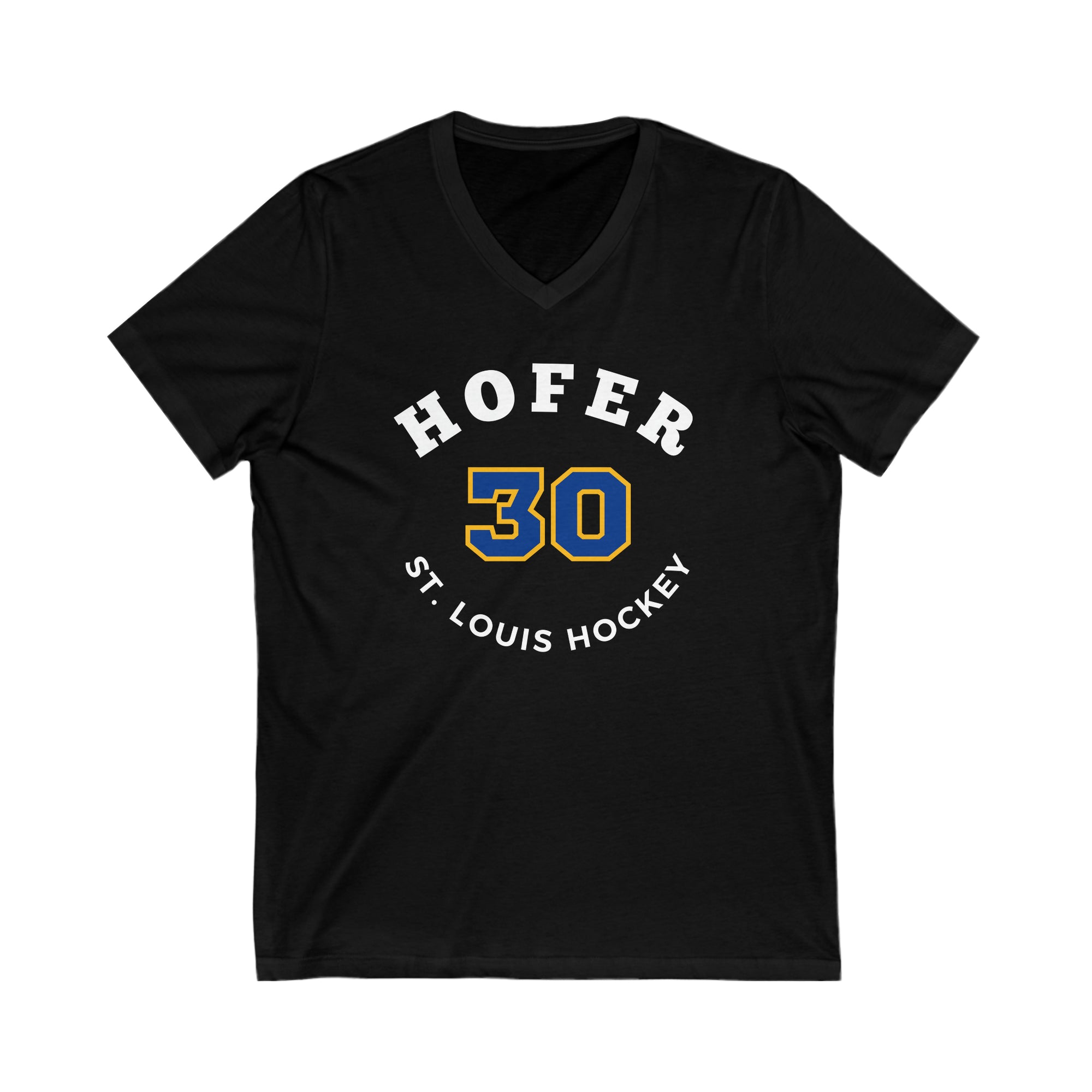 Hofer 30 St. Louis Hockey Number Arch Design Unisex V-Neck Tee