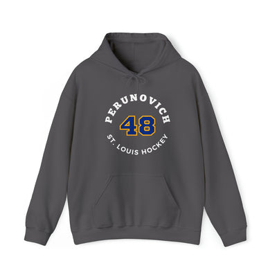 Perunovich 48 St. Louis Hockey Number Arch Design Unisex Hooded Sweatshirt