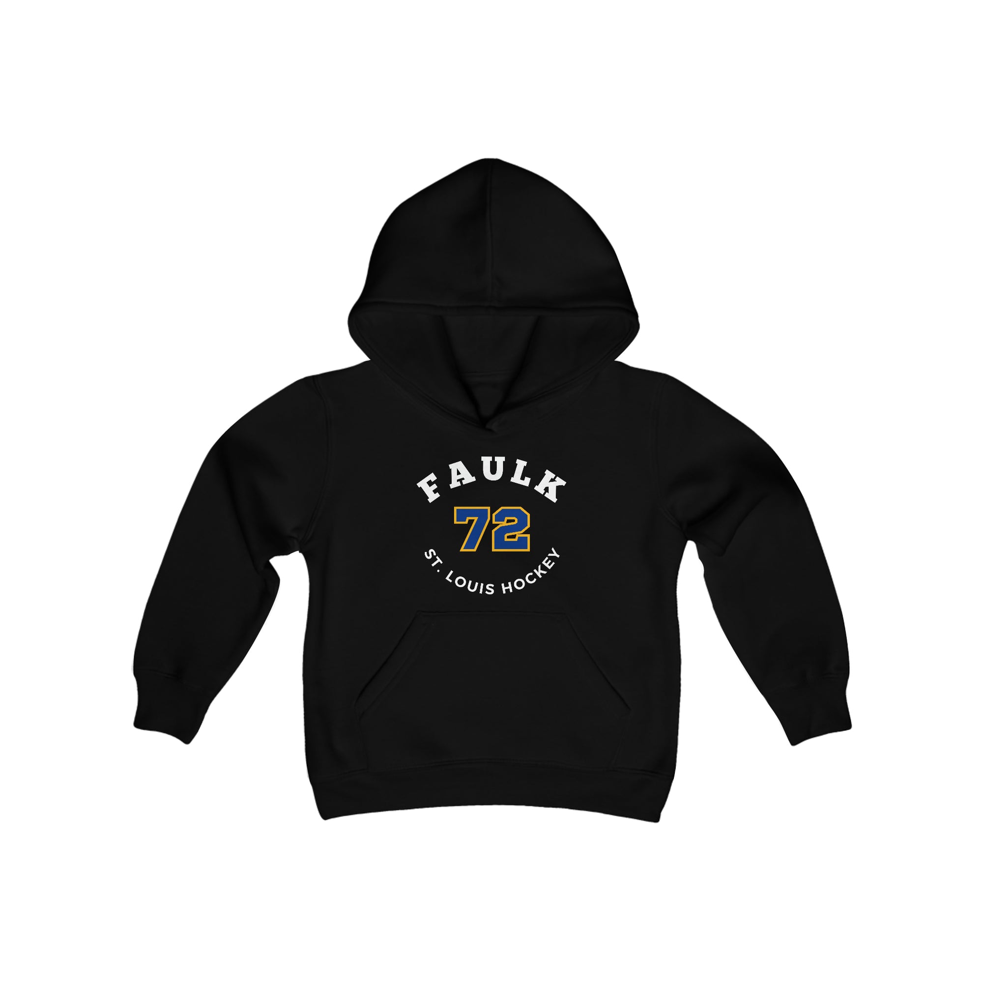 Faulk 72 St. Louis Hockey Number Arch Design Youth Hooded Sweatshirt