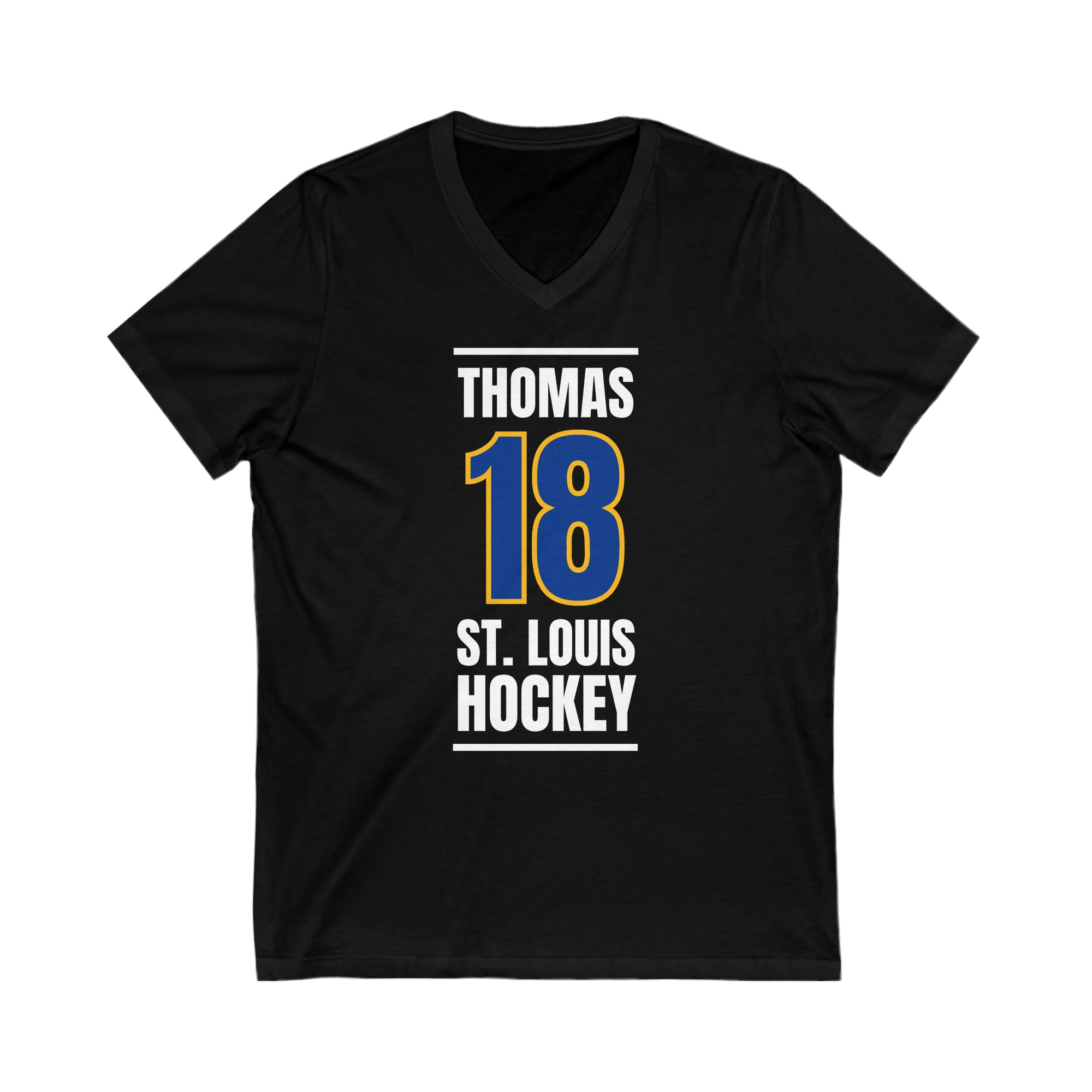 Thomas 18 St. Louis Hockey Blue Vertical Design Unisex V-Neck Tee