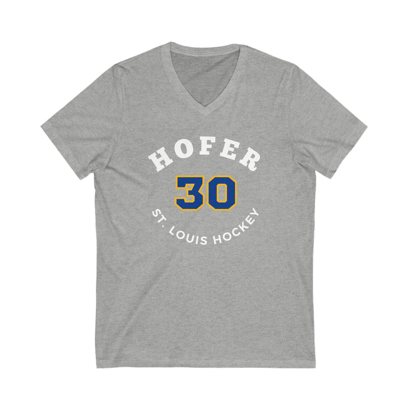 Hofer 30 St. Louis Hockey Number Arch Design Unisex V-Neck Tee
