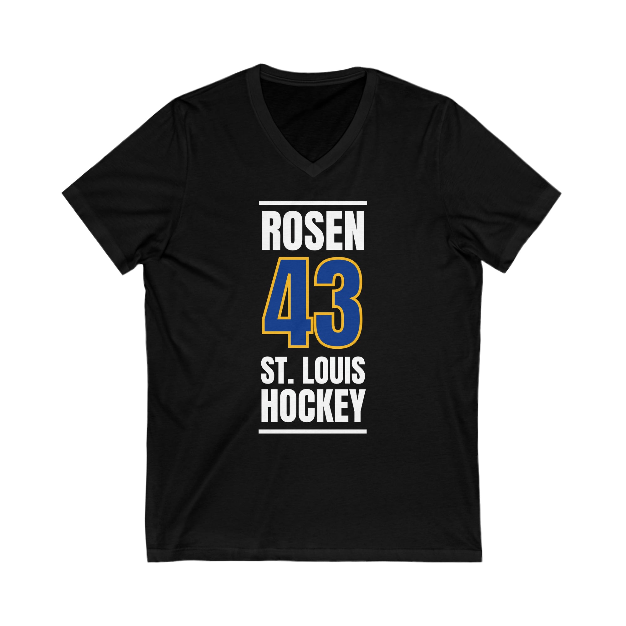 Rosen 43 St. Louis Hockey Blue Vertical Design Unisex V-Neck Tee