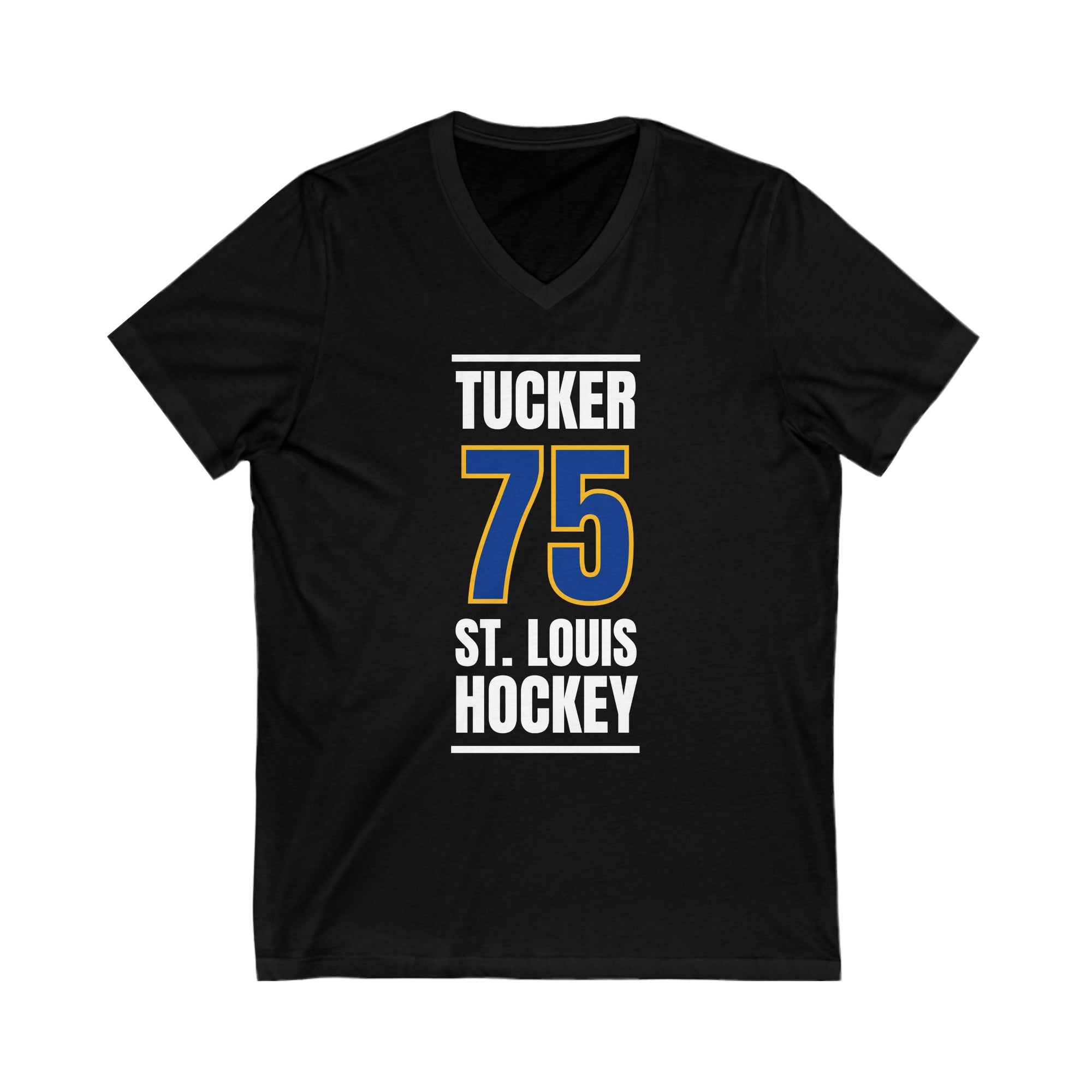 Tucker 75 St. Louis Hockey Blue Vertical Design Unisex V-Neck Tee