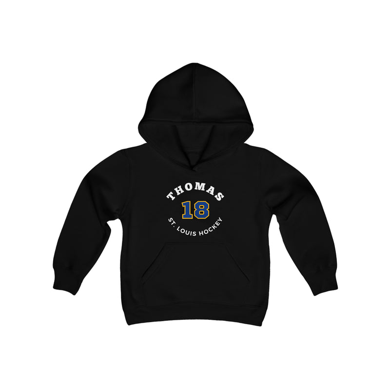 Thomas 18 St. Louis Hockey Number Arch Design Youth Hooded Sweatshirt