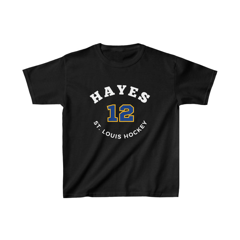 Hayes 12 St. Louis Hockey Number Arch Design Kids Tee