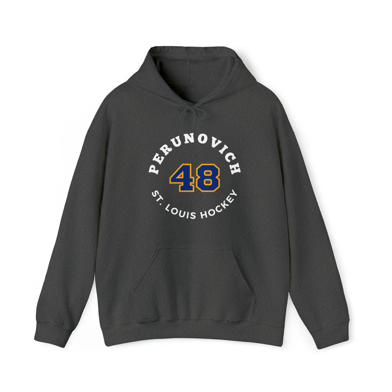 Perunovich 48 St. Louis Hockey Number Arch Design Unisex Hooded Sweatshirt