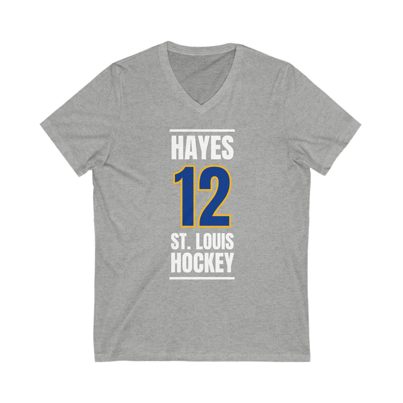 Hayes 12 St. Louis Hockey Blue Vertical Design Unisex V-Neck Tee