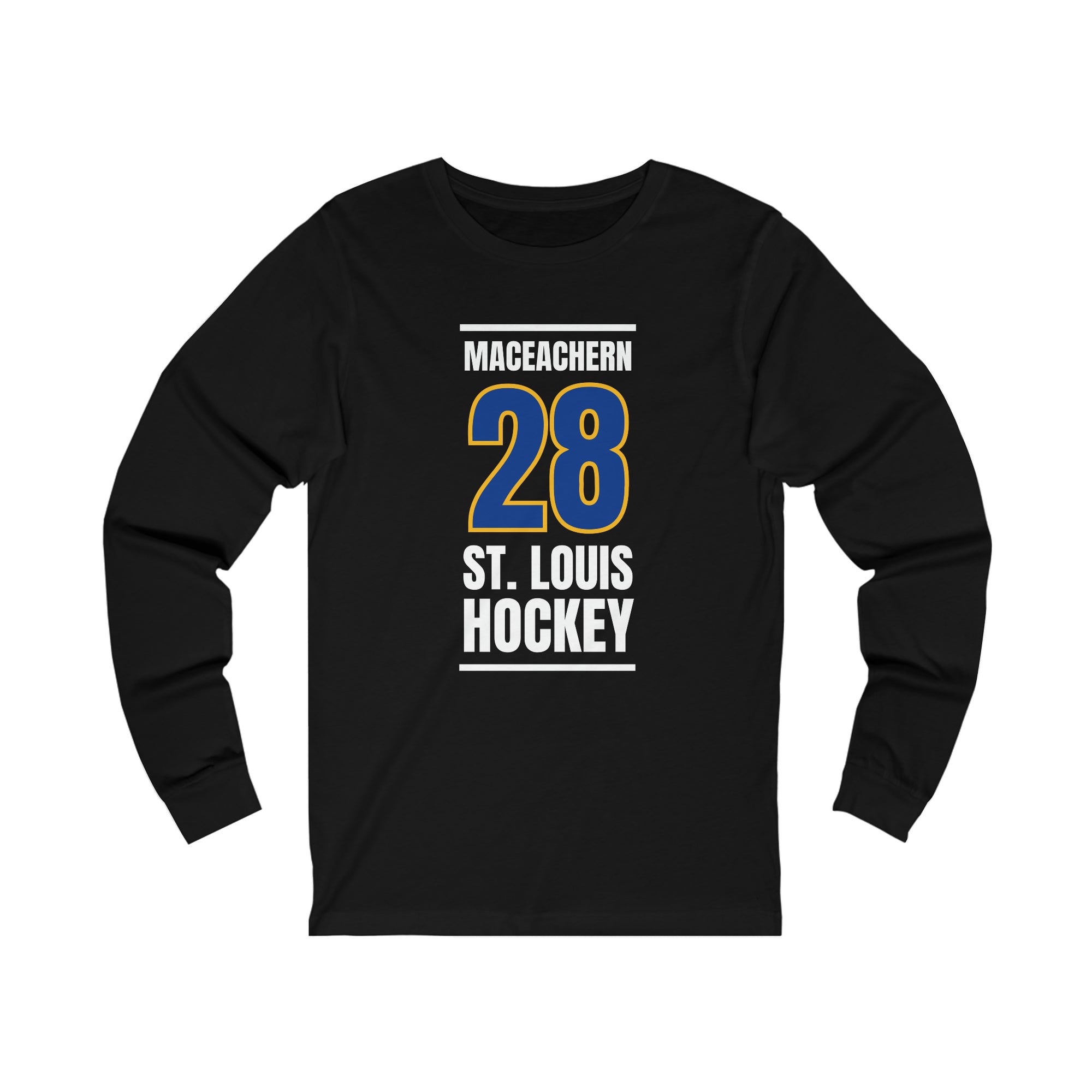 MacEachern 28 St. Louis Hockey Blue Vertical Design Unisex Jersey Long Sleeve Shirt