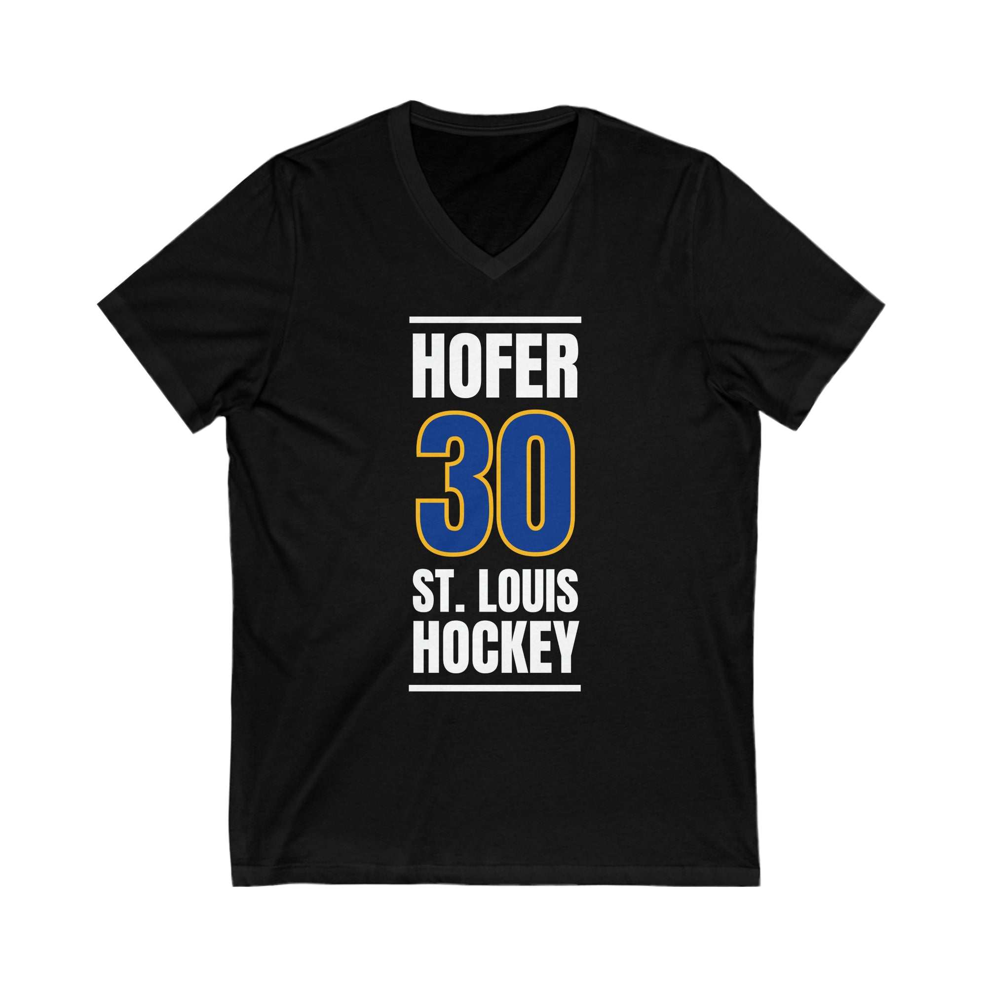 Hofer 30 St. Louis Hockey Blue Vertical Design Unisex V-Neck Tee