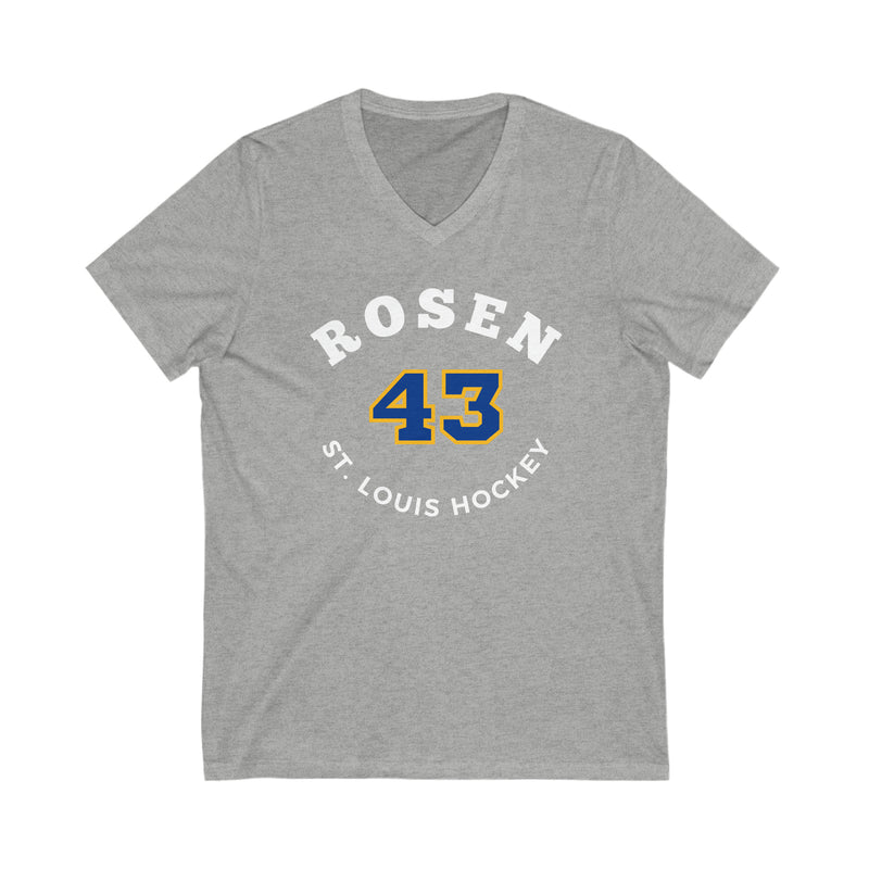 Rosen 43 St. Louis Hockey Number Arch Design Unisex V-Neck Tee