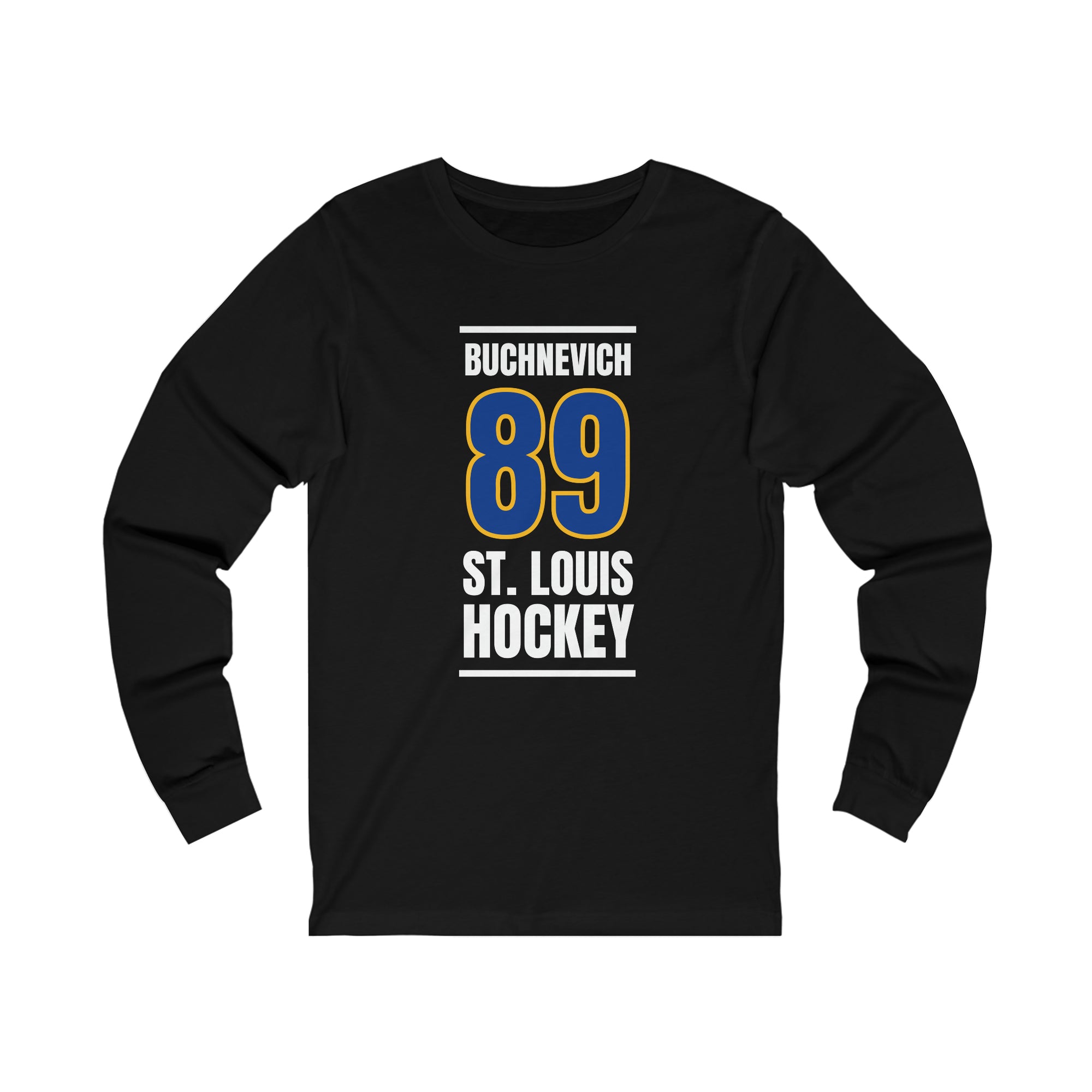 Buchnevich 89 St. Louis Hockey Blue Vertical Design Unisex Jersey Long Sleeve Shirt