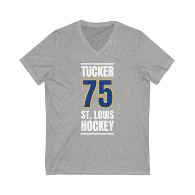 Tucker 75 St. Louis Hockey Blue Vertical Design Unisex V-Neck Tee