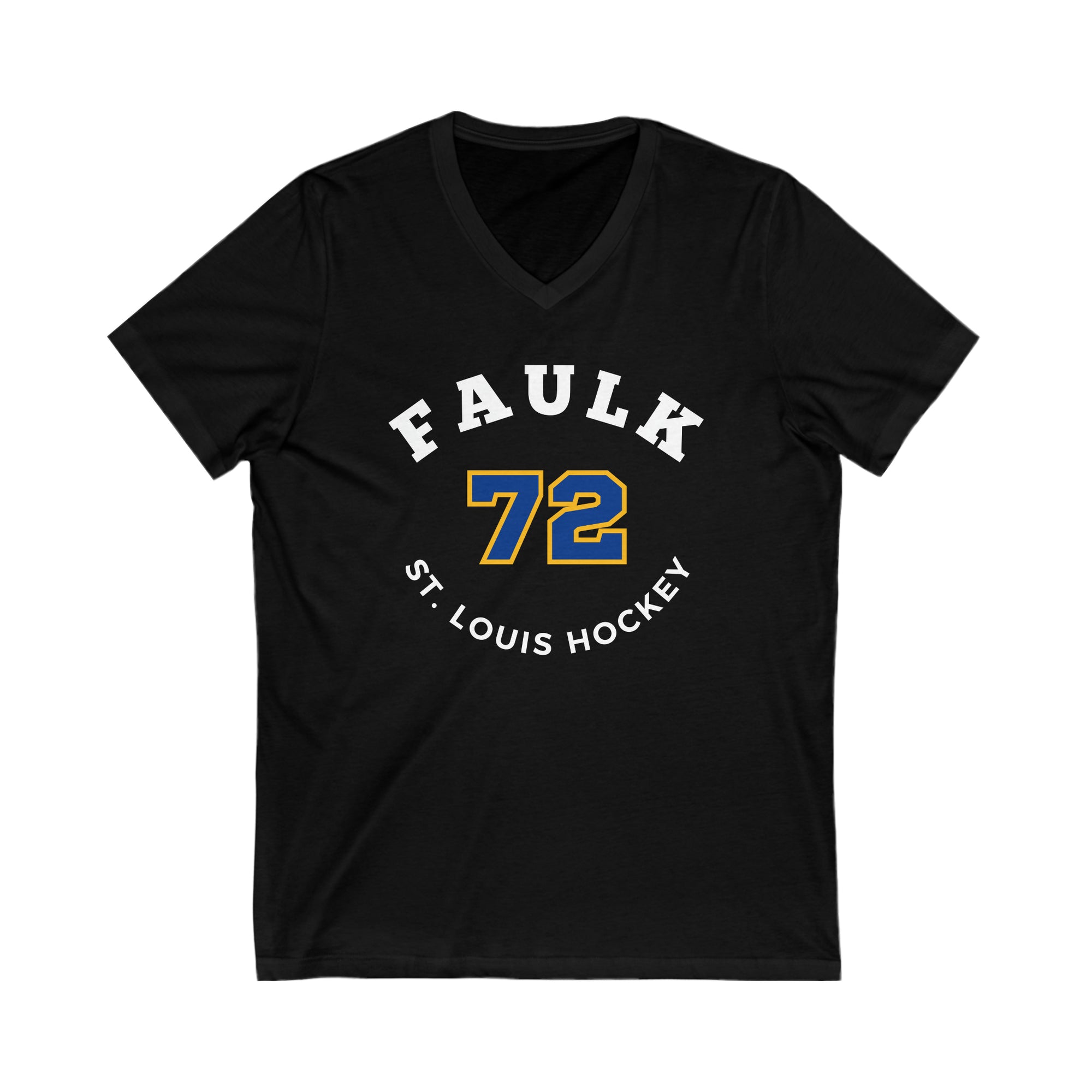 Faulk 72 St. Louis Hockey Number Arch Design Unisex V-Neck Tee