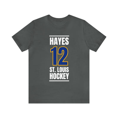 Hayes 12 St. Louis Hockey Blue Vertical Design Unisex T-Shirt