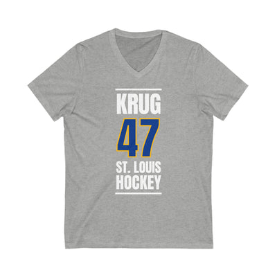 Krug 47 St. Louis Hockey Blue Vertical Design Unisex V-Neck Tee