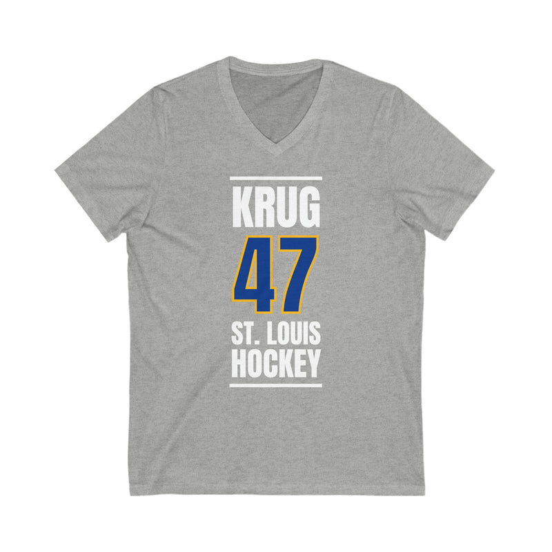 Krug 47 St. Louis Hockey Blue Vertical Design Unisex V-Neck Tee