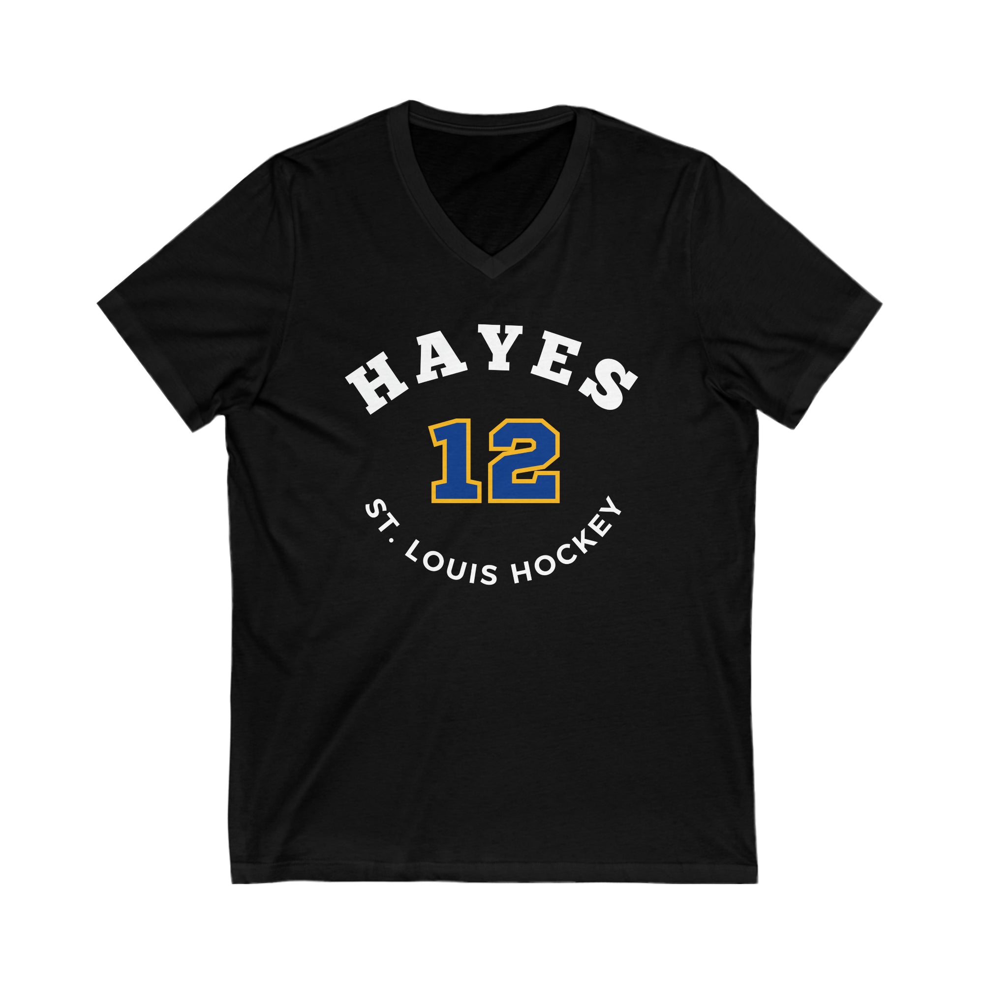 Hayes 12 St. Louis Hockey Number Arch Design Unisex V-Neck Tee
