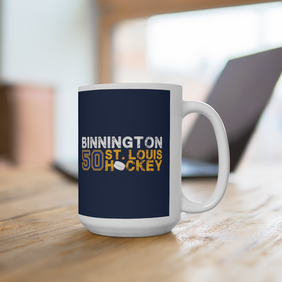 Binnington 50 St. Louis Hockey Ceramic Coffee Mug In Navy, 15oz