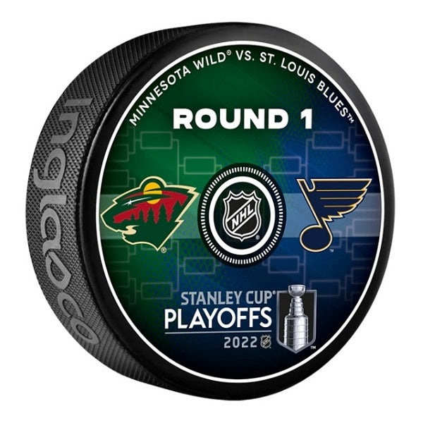 St. Louis Blues vs. Minnesota Wild 2022 Stanley Cup Playoffs Round 1 Hockey Puck