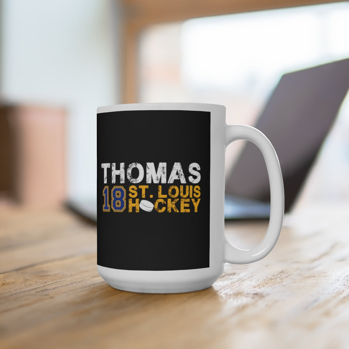 Thomas 18 St. Louis Hockey Ceramic Coffee Mug In Black, 15oz