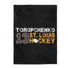Toropchenko 13 St. Louis Hockey Velveteen Plush Blanket