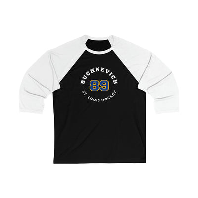 Buchnevich 89 St. Louis Hockey Number Arch Design Unisex Tri-Blend 3/4 Sleeve Raglan Baseball Shirt