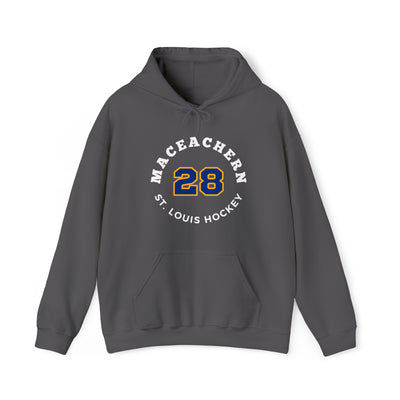 MacEachern 28 St. Louis Hockey Number Arch Design Unisex Hooded Sweatshirt