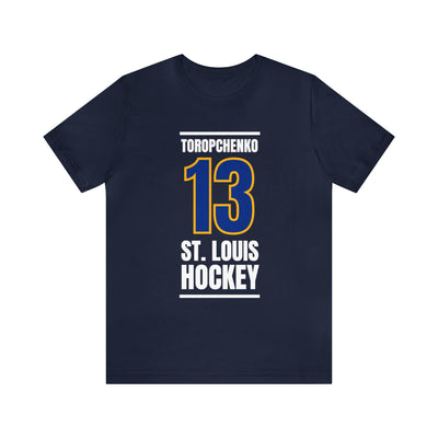 Toropchenko 13 St. Louis Hockey Blue Vertical Design Unisex T-Shirt