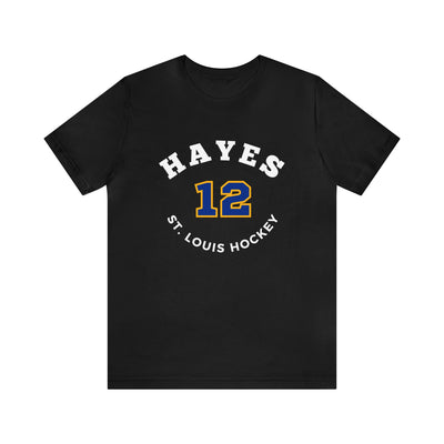 Hayes 12 St. Louis Hockey Number Arch Design Unisex T-Shirt